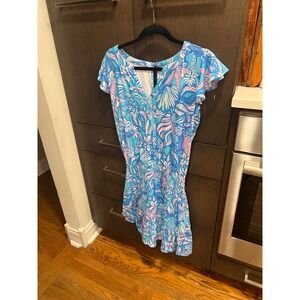 Lilly Pulitzer Ravi‎ romper Amalfi Blue Sound the Sirens print women's small